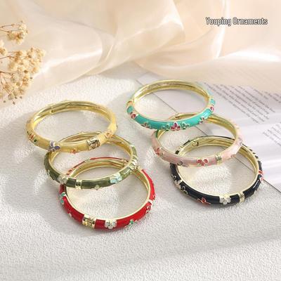 New Chinese Retro Enamel Cloisonné Flower Bracelet - Creative and Versatile