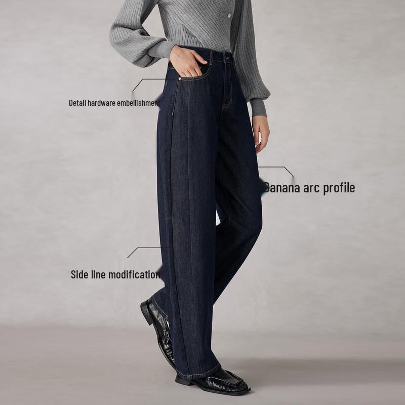ELLE Women's High-Waist Straight-Leg Denim Jeans