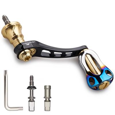 HEIGHTEN Adjustable Reel Handle with 22mm Aluminum Knob 20mm Carbon Knob for Shimano and Daiwa Arch Series Spinning Reels Aluminum Knob Black 45-50mm