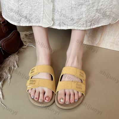 2025 Sommer Neu Damen Oberbekleidung Hausschuhe Bequeme Ein-Wort-Flats Leichte Bequeme Freizeitschuhe Chanclas De Mujer