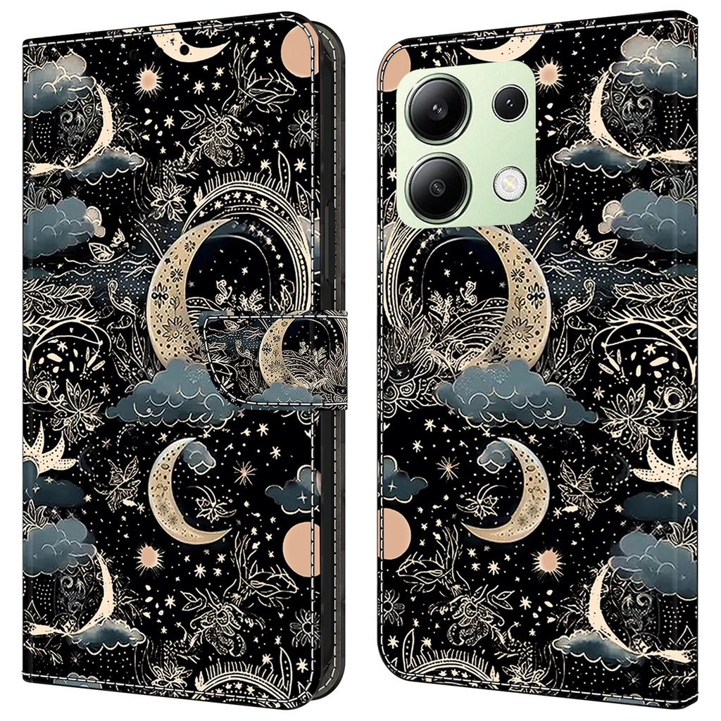 For Xiaomi Redmi Note 13 4G Leather Case Printed Pattern Wallet Stand Phone Cover