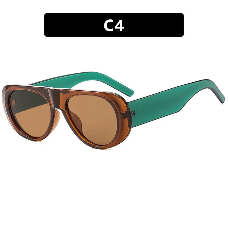 Fashion New Retro Oval Large Frame Sunglasses Wide Leg Jelly Color Personalized Design UV Resistant Sunglasses Female