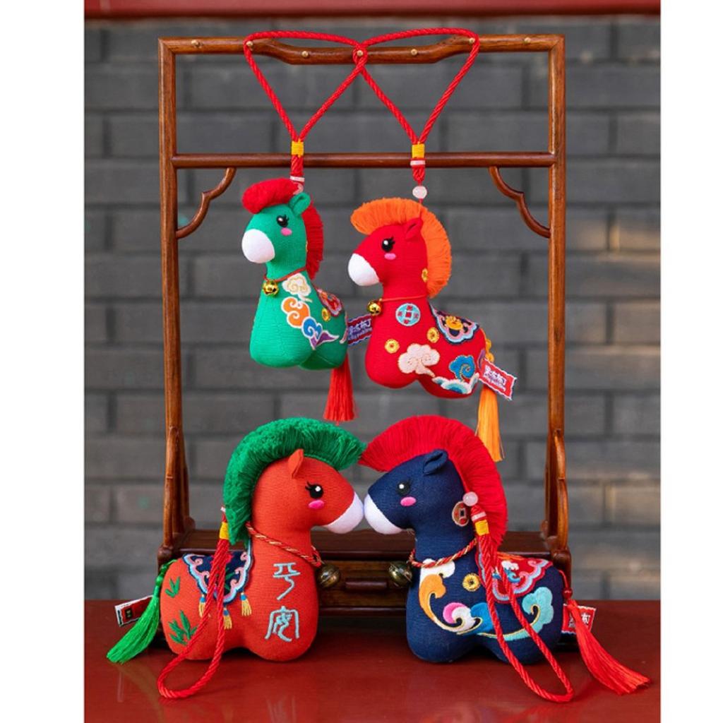 Pferdejahr Maskottchenpuppe Volksblumenstoff Pferdepuppe Stoffpferd Stofftier Spielzeug Geschenk