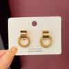 Metal Twist Round Stud Earrings for Women Multi-layers Wrap Hollow Geometric Statement Gold Simple Personality Decor