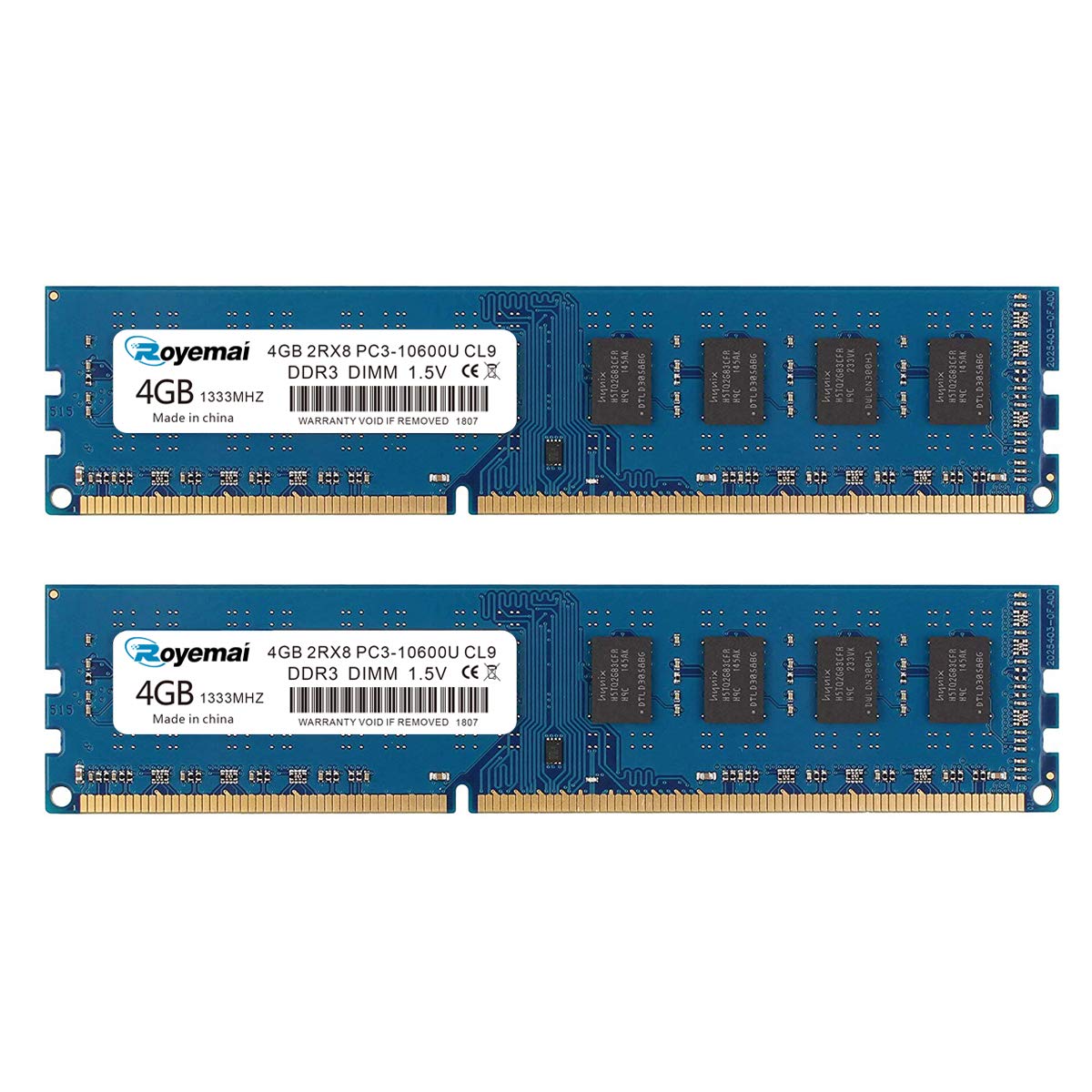 

8GB DDR3 10600 1333MHz 4GB 2Rx8 240pin 240 pin Dimm CL9 Desktop RAM Memory Module PC3-10600U (2X4GB) PC3-10600 1.5V