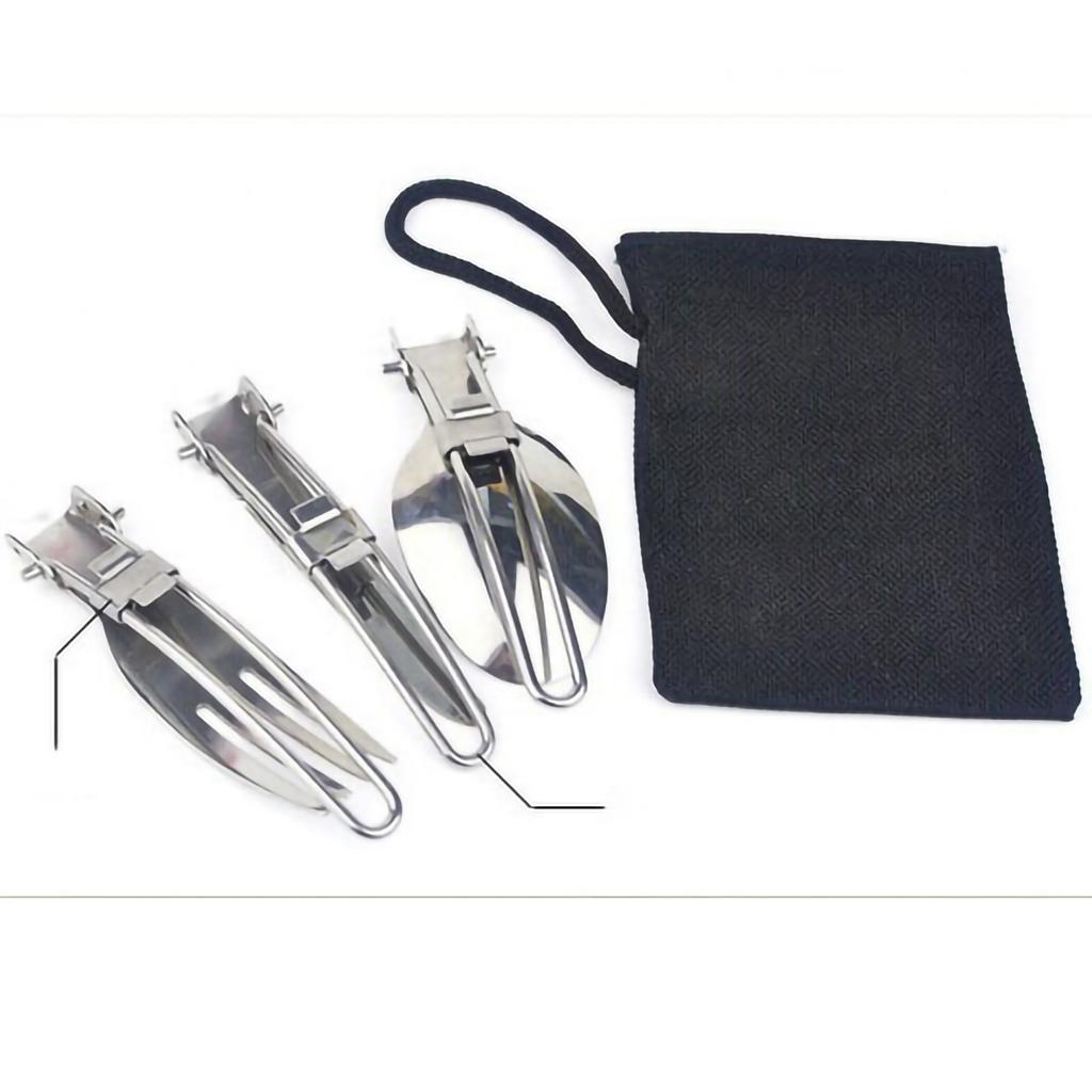 3PCS Set Knife Fork Spoon Camping Cutlery Set Stainless Steel Portable Folding Tableware Set