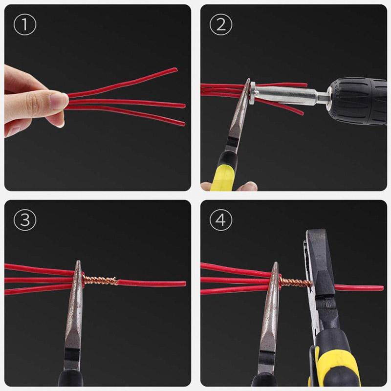 2.5/4 Square Automatic 5 Wire Universal Parallel Electrical Cable Wire Quick Connector Metal Drill Bit Stripping Twist Wire Tool