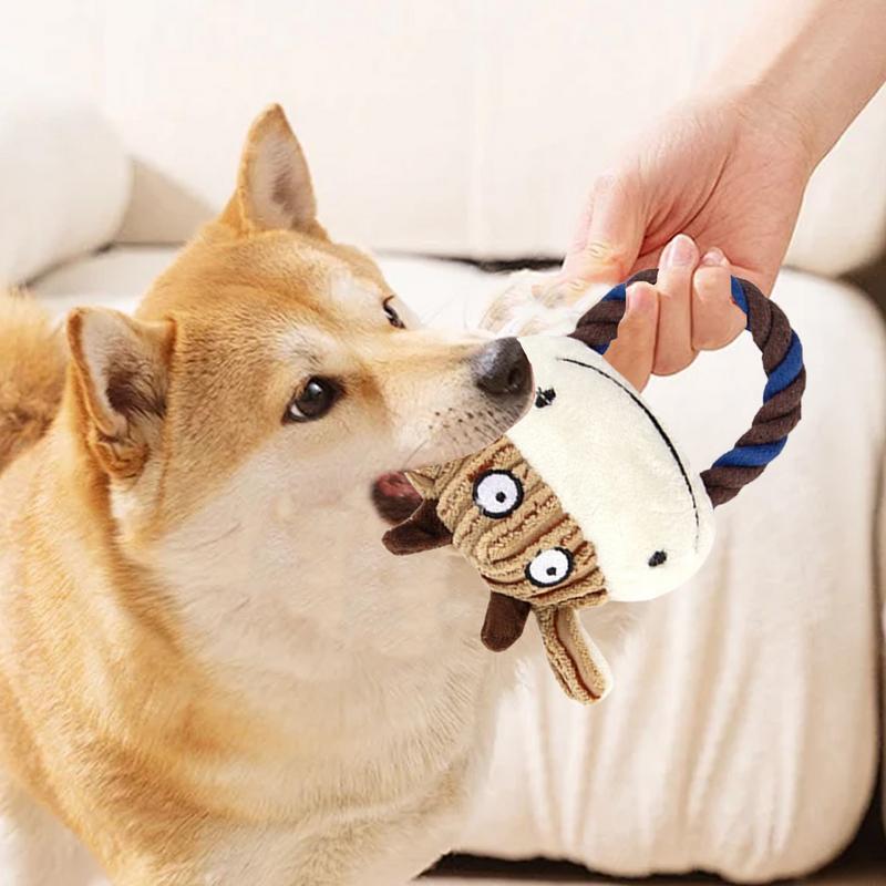 Squeaky Animal Dog Toys Cartoon Dog Squeaky Toys Plush Dog Toy Wear-Resistant Plush Dogs Chew Toy Stuffed Dog Toys For Pet Dogs
