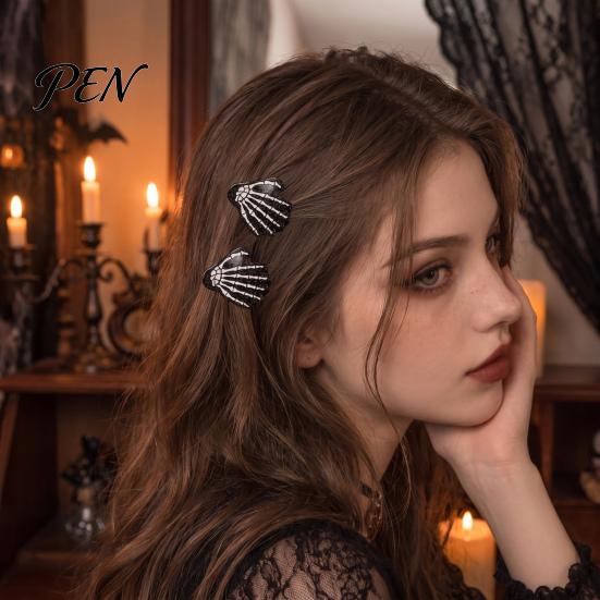 Spooky Hair Clips for Women Halloween Skeleton Hand Claw Clip Women, Mini Gothic Clip, Acrylic Styling Tools Accessory with Sequins Thick and