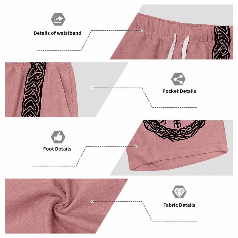 Men's European and American Casual Breathable Bamboo-Linen Hooded Shorts Set