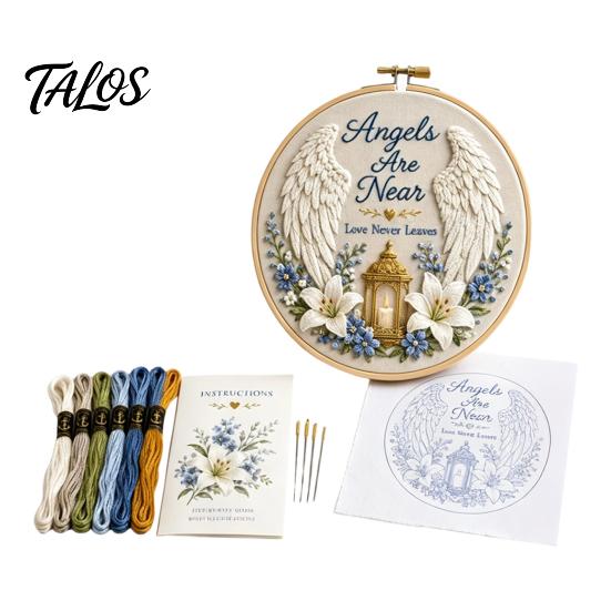 Custom Embroidery Hobby Memorial Kit for Beginners, Pre-Stamped Pattern Starter Needlepoint with Hoop, Threads, Needles Home Decor Gift Set