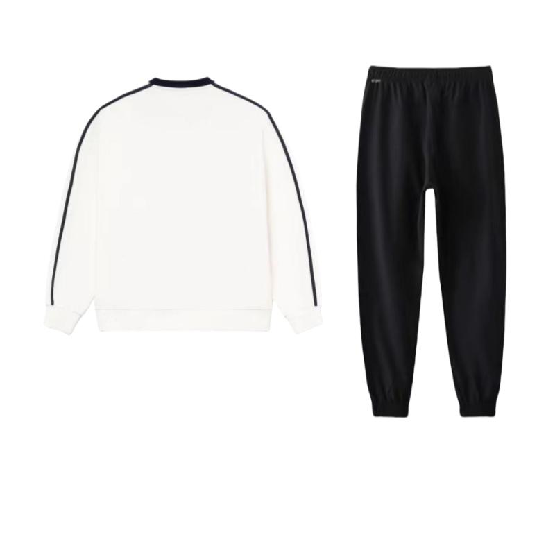 Li Ning American Retro Logo Print Loose Warm Pullover Casual Sports Suit Men Suit AYKT551-7+AWDU917-2