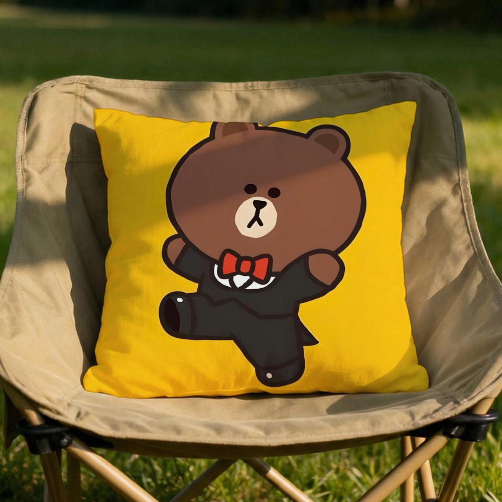 Character Cartoon Bear Cushion Cover Soft Reversible Durable Pillow Cover MultiScene Use for Home Car Daily Comfort