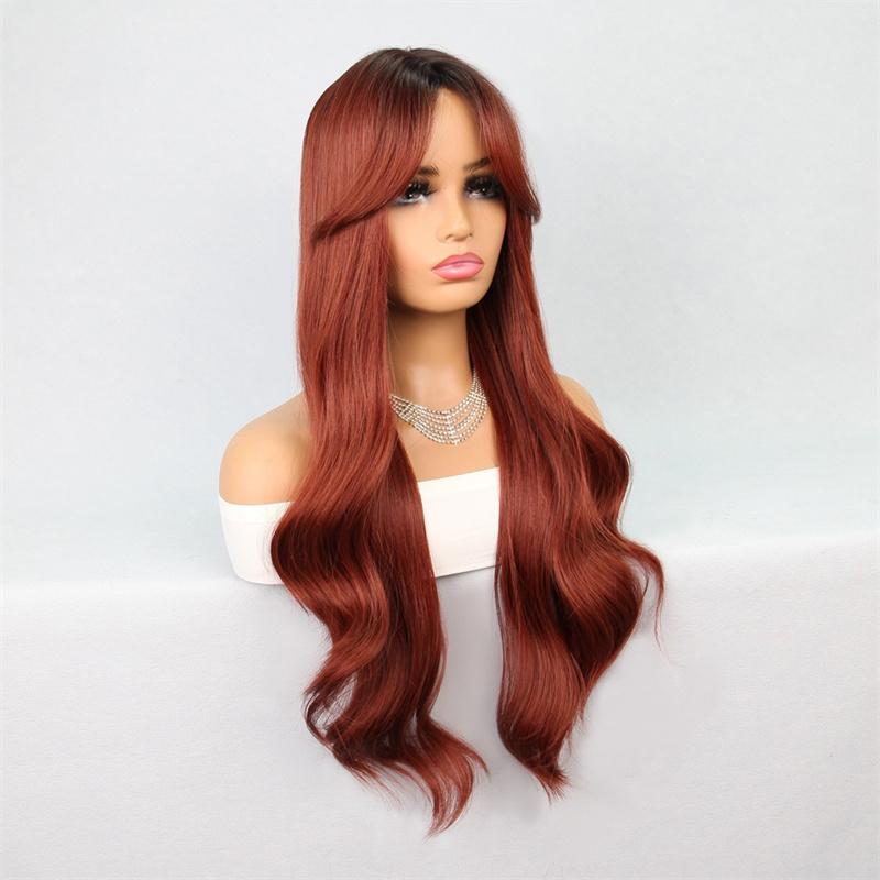 

Длинные рыжие парики для женщин, синтетический кудрявый парик с бесплатной боковой челкой, длинный кудрявый парик для белой женщины, костюм для дрэг-квин, косплей