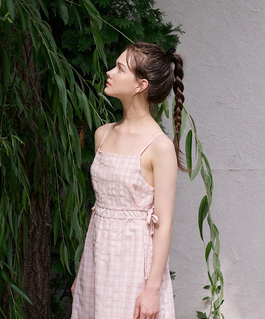 Bye Bye Seop String Slip Dress Baby Pink [T42]