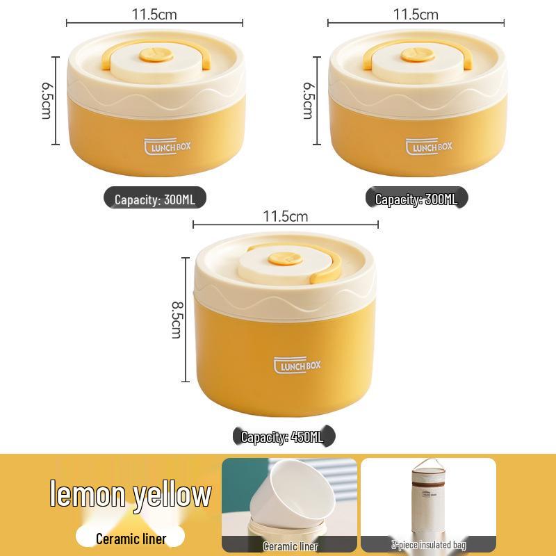 Microwaveable Insulated Ceramic Bento Lunch Box - Portable, Multi-Layer for Students and Office Workers