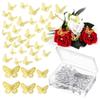 Good-160 Pcs Flower Bouquet Accessories Set,60 Pcs 3D Gold Butterfly Sticker Wall Decor And 100 Pcs Diamond Corsages Pins Easy T