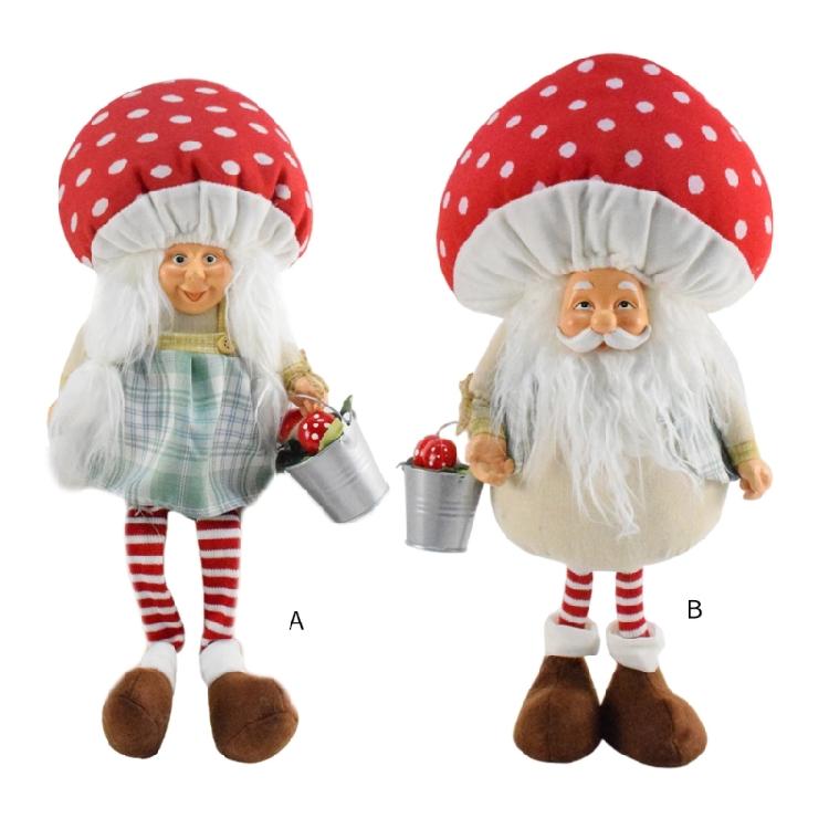 Mushroom Hat Gnomes Doll Christmas Figurine Plush Table Decoration for Holiday Gifting Polyester Ornament for Tabletop