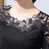 Dameoverdeler Rundhals Langermet Mesh Blonder Broderi Pullover Topper Ensfarget Slim Fit Bluse Daglig slitasje