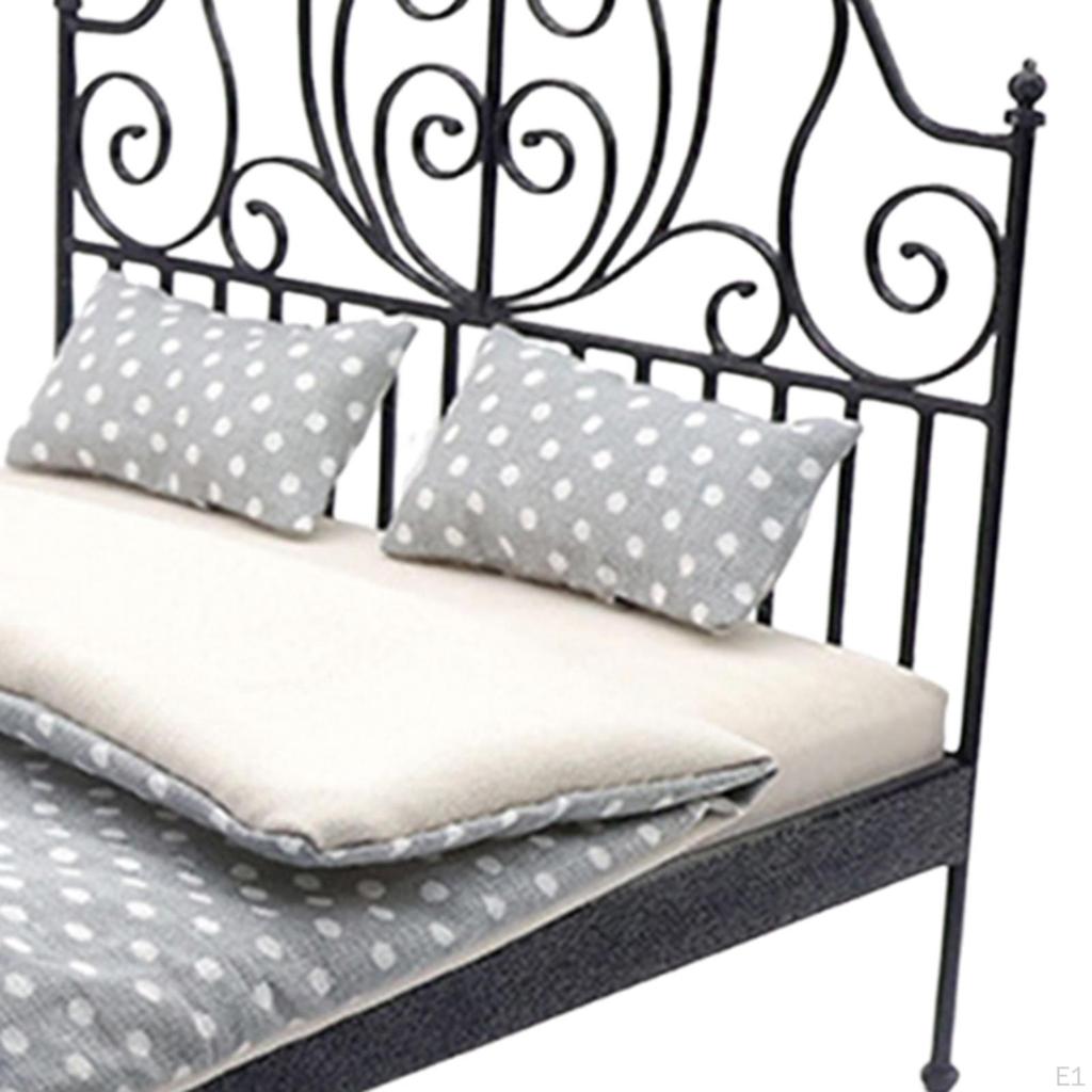 1/12 Double Bed Lifelike Life Scene Bedroom Micro Doll House Accessory Accessories for