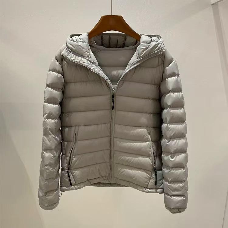 Autumn and Winter New Light and Thin Hooded Ribs Down Jacket Women's White Duck Down Short Fashion Warm Jacket