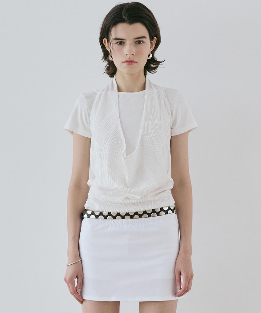 Baillie Textured Cowl Halter Neck (White)
