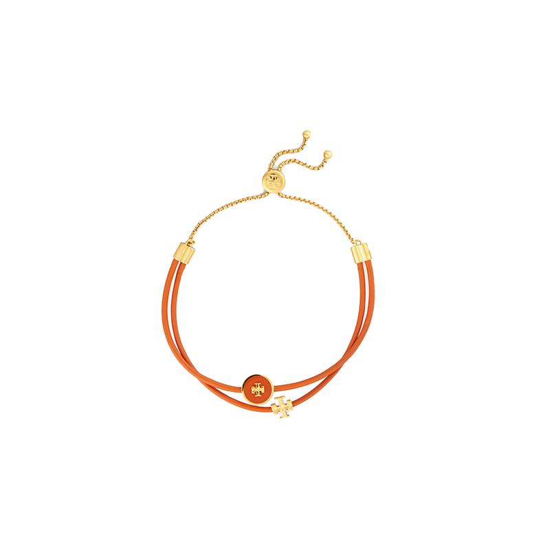 TORY BURCH Tang Liboqi Metal Double T LOGO Leather Strap Bracelet Orange Women s Model 61683-700-orange золотой
