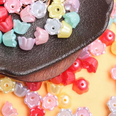 9*6.7mm 40pcs Loose Acrylic Lily of the Valley Beads Fashion Flower Receptacle Material for Jewelry Making DIY Earrings Keychain Accessories