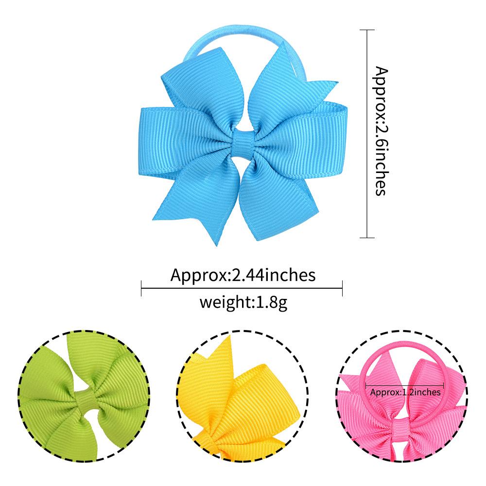 Cute Grosgrain Ribbon Bows Elastic Hair Bands For Girls Baby Lovely Ponytail Holder Hair Ties Children Kids Hair Accessories