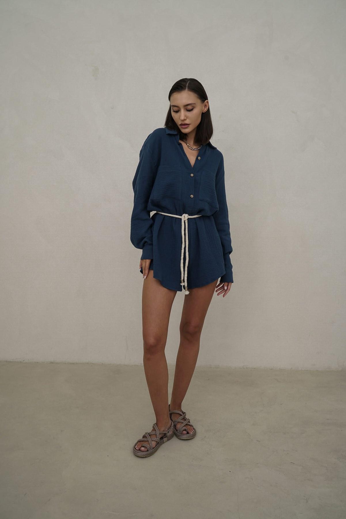 

Короткий муслиновый комбинезон Anetta Indigo