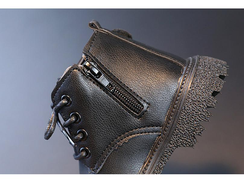 Kids' Autumn/Winter Retro Ankle Boots with Side Zipper - Boys' Martin, Girls' Soft Sole Leather Boots