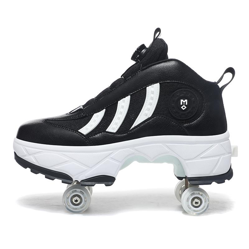 

New Unisex Deformation Parkour Shoes Four Wheels Rounds Of Running Shoes 2025 Casual Sneakers Deform Roller Shoes Skating Shoes 34 Foot length22cm