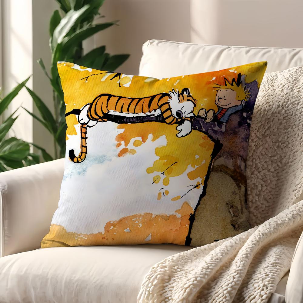 Cartoon Calvin and HHobbes cushion cover For Pillow Printing Sofa Decoration Home Car Room Coffee Shop Office Nordic Simplicity