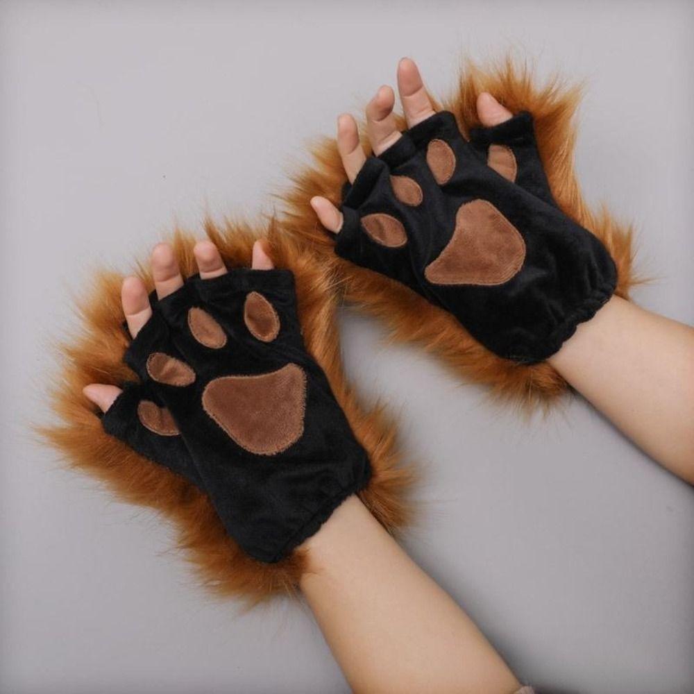 Half Finger Halloween Gloves Wolf Claw Cat Paw Mittens Raptor Claw Bear Paw Gloves  Male/female
