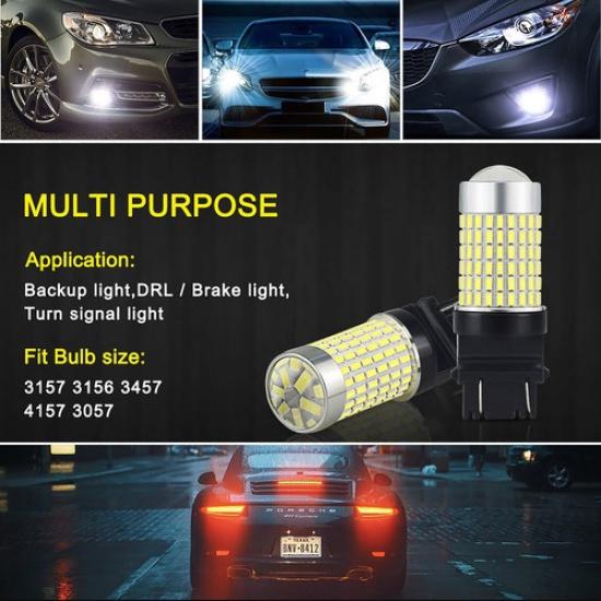 2X 3157 3156 Back Up Reverse Light LED Turn Signal Light White 144SMD EA