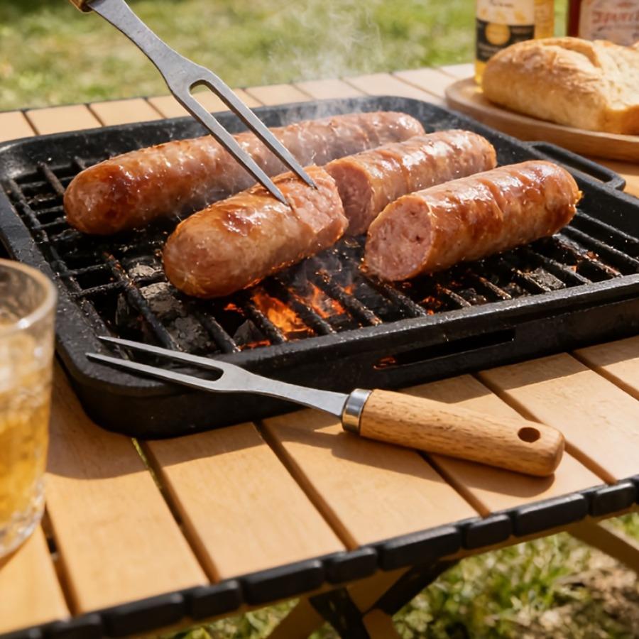 Heavy-Duty Stainless Steel Meat Spike Rotisserie with Skewer - Heavy-Duty 430 Stainless Steel BBQ Rotisserie for Grilling Chicken, Duck, Fish, Steak