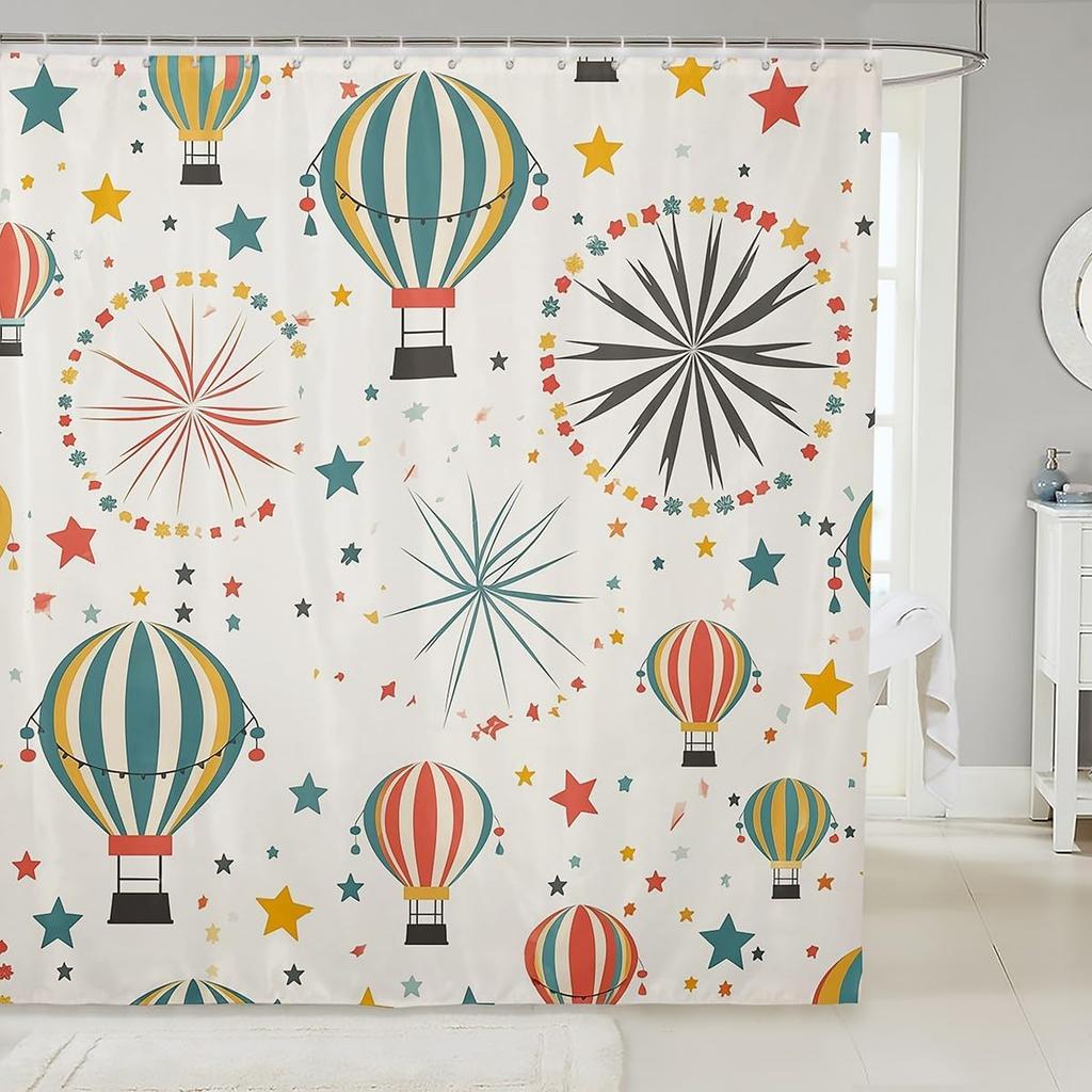 Japanese Style Shower Curtain,Red Cherry Blossom Bathroom Curtain,Mount Fuji Train Print Waterproof Curtain Kids Girls Teens