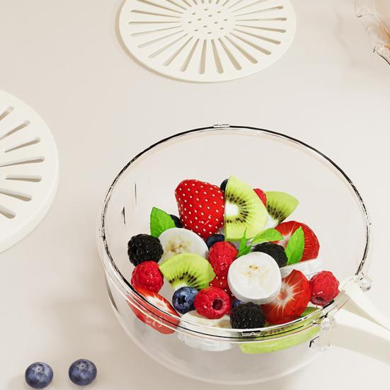 Drain Basket Multifunctional Fruit And Vegetable Strainer with Handle Covered Storage Container for Kitchen