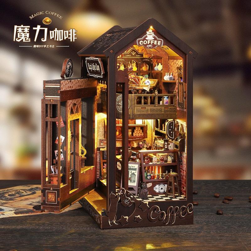 CUTE ROOM DIY Miniature Coffee House 3D Puzzle Book Nook Kit - Tiny Model Building Toy Birthday Gift