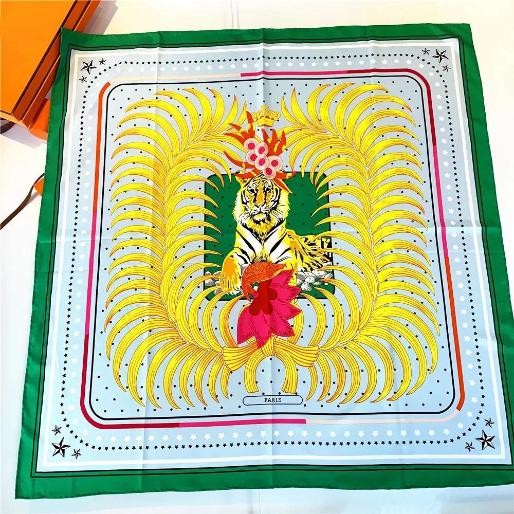 Wholesale Women's Casual Twill Scarf 90cm Animal Print Square Headwear Hand-Rolled Edging Fashion Accessory248