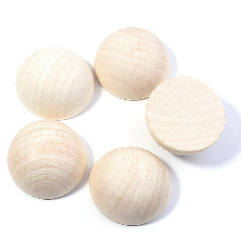 5-50pcs Natural Half Round Wooden Beads 10-50mm Half Unfinished Wood Balls Split Wood Beads For DIY Crafts Toy Home Decoration