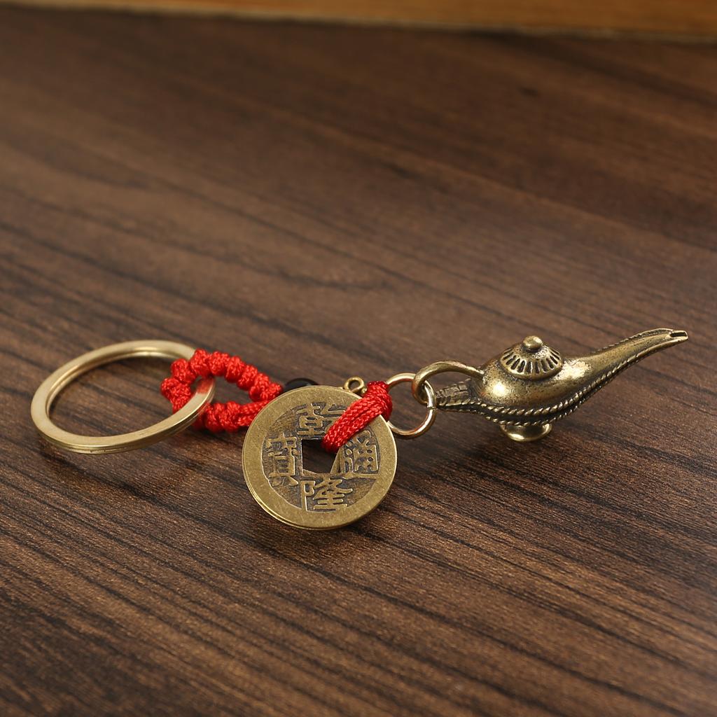 Brass Search Banner Magic Lamp Pendant Imitation Brass Retro Keychain Pendant Auspicious Retro Brass Accessories Pendant