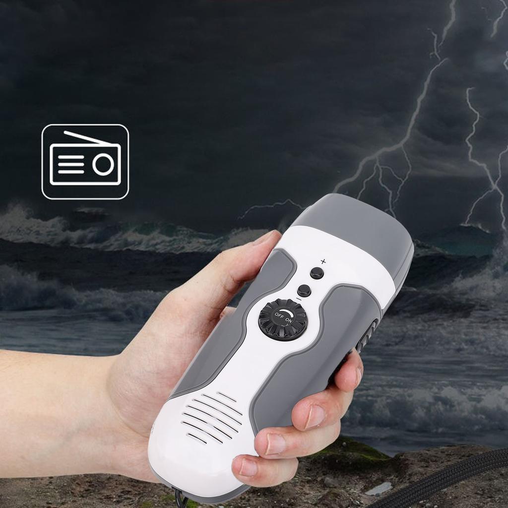 AM FM Radio Portable Hand Crank Radio with Flashlight SOS Alarm Power Bank for Outdoor Emergency