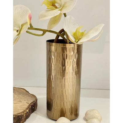 Vaso da Fiori in Metallo per Casa e Soggiorno Decorazione Vintage Antica (8,5 x 17)(Oro Scuro)