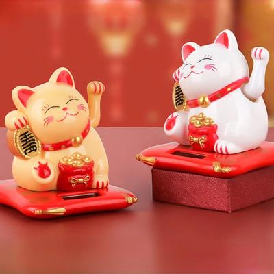 Miniature Maneki Gatto della Fortuna Alimentate a Energia Solare Gatto della Fortuna Cinese Accogliente Mano che Saluta Gatto della Fortuna che Invita Statuette per Arredamento Casa