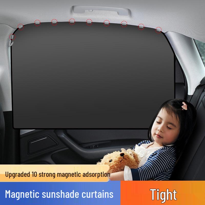 Upgraded Magnetic Titanium Silver Car Sunshade: Heat Insulation and Blackout Sun Visor