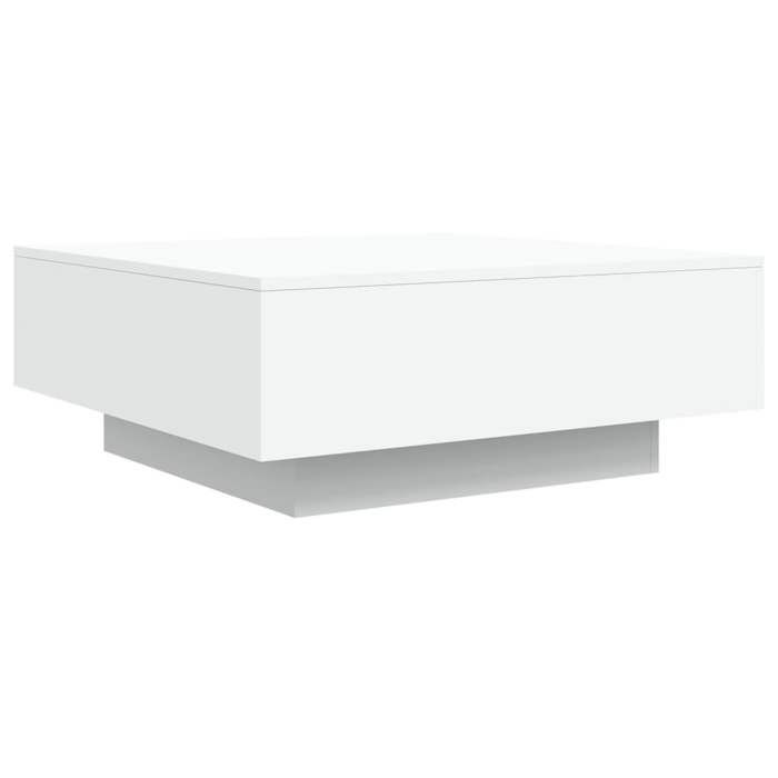 VidaXL Coffee Table with LED Lights, Side Table, End Table, Living Room Furniture, Modern, White Wood 836588