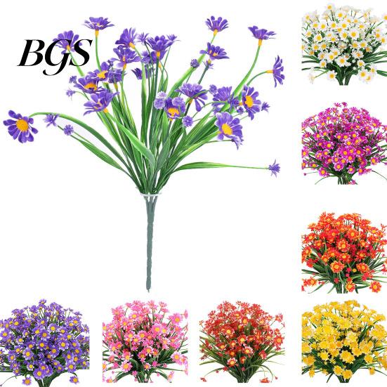 Artificial Flower UV-resistant Easy Care Long Stem Greenery Shrub Plant Faux Cemetery Farmhouse Decor Chrysanthemum