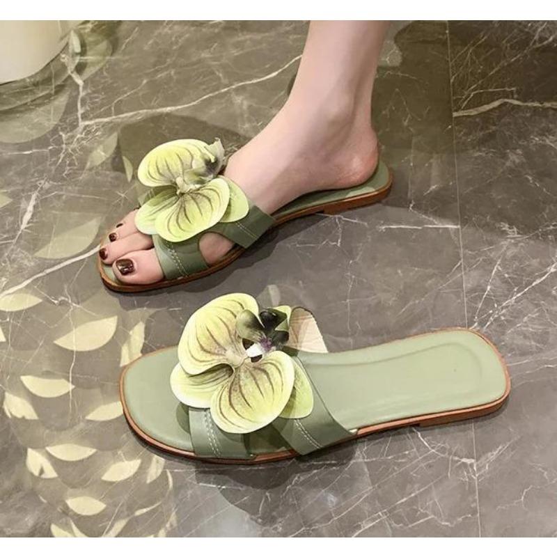 Summer New Women's Flats Slippers Flower Women's Sandals Bathroom Slippers Banquet Party Women's Shoes Slides