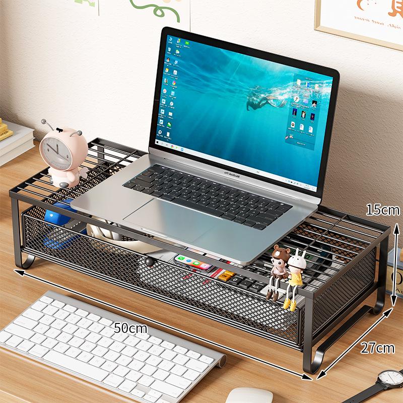 Metal Desktop Laptop Stand with Storage and Cooling Features for Gaming Monitors